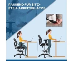 Vinsetto Ergonomiška rašomojo stalo kėdė su kojų atrama 95-115 cm - juoda