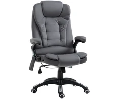 "Vinsetto" biuro kėdė su supimo funkcija, masažo kėdė su šilumos funkcija, ergonomiška, reguliuojamo aukščio, 120 kg svorio, pakraunama tamsiai pilka