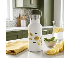 Butelio formos termosas 400 ml, baltas su citrusų motyvu, 7,5 × 7,5 × 17,5 cm