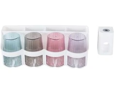 Toothbrush organiser cups toothpaste dispenser