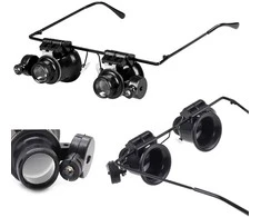 Didinamasis laikrodininko stiklas su LED apšvietimu 20x 15 mm