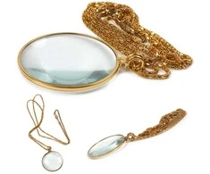 Reading glass auksinis neck 5x elegant