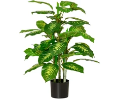 Dirbtinė diefenbachija su cementiniu vazonu, žalia ir juoda, 95 cm
