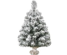 HOMCOM Mini dirbtinė Kalėdinė eglutė 60 cm su sniegu, 67 šakelės, cemento pagrindas, skirta vidaus patalpoms/biurui