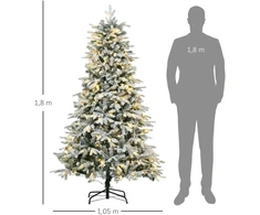 Dirbtinė kalėdinė eglutė su LED lemputėmis ir dirbtiniu sniegu, žalia, 180 cm