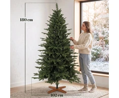 Dirbtinė kalėdinė eglutė su sulankstomu mediniu stovu, žalia, 180 cm