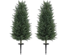 HOMCOM dirbtinis kiparisas, 2 vnt., su žemės smaigaliu, 100 cm, plastikas, dirbtinis augalas, dirbtinis medis, kaip tikras dekoras biurui, svetainei, miegamajam, sodui