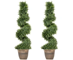 Dirbtiniai spiraliniai kiparisai su vazonais, žali, 120 cm, 2 vnt.