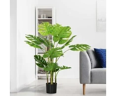 Dirbtinė „Monstera“ gėlė HOMCOM, 120 cm, su vazonu ir PE samanomis, itin tikroviška, svetainei, žalia