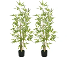 Dirbtinis bambukas, 3 stiebų, žalias ir juodas, 120 cm, 2 vnt.
