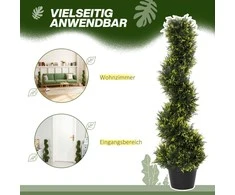 Outsunny 2 vnt. dirbtinių kedrų rinkinys, 90 cm dirbtinis augalas, plastikinis dirbtinis kedras vazone, spiralinis augalas kaip tikras, skirtas svetainei, miegamajam, biurui, sodui, moderni dekoracija