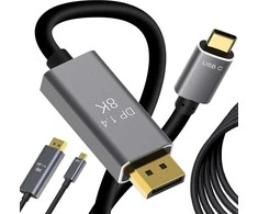 DisplayPort USB-C kabelis 1.4, 1,8 m, 8K, 4K, 2K