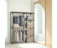 SONGMICS atvira spinta su drabužių strypais 43 x 124 x 182 cm Taupe