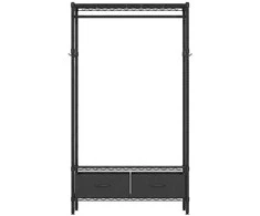 Songmics Drabužių kabykla su lentynomis 40x90x180 cm juoda
