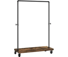Drabužių kabykla su ratukais ir lentyna, ruda ir juoda, 103,5 × 40 × 162 cm