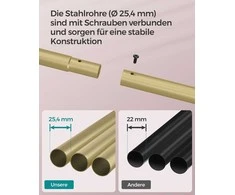 Songmics Drabužių lentyna ant ratukų su lentyna aukso spalvos