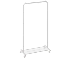 Songmics Drabužių stovas su ratukais ir lentyna, baltas, 40,6 x 74 x 158,3 cm
