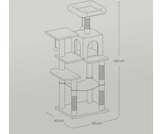 Songmics Feandrea Draskykla, 143 cm aukščio kačių medis, kačių draskykla