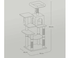 Songmics Feandrea Draskykla, 143 cm aukščio kačių medis, kačių draskykla