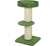 PawHut Katės medis 91cm Žaidimų medis su katės lova, platforma avikailis Žalias