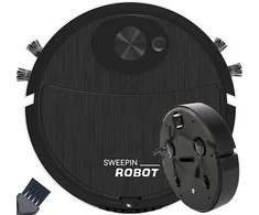 Dulkių siurblys-šluota robotas su dvejomis šluotelėmis, 17.5 cm, juodas