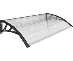 Durų stogelis iš 5 mm polikarbonato, juodas ir skaidrus, 110 × 60 × 18 cm
