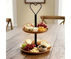 Dviaukštė mango medienos lėkštė 37 cm