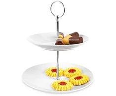 Excellent Houseware Porcelianinė serviravimo lėkštė 2 aukštų 21 cm