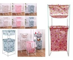 Laundry basket double shelf linen clothes basket