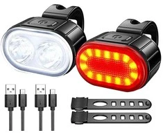 Verk Group Dviračio LED žibintai priekiniai ir galiniai USB įkraunami