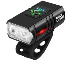 Dviračio žibintai su LED T6 priekiui ir galui, USB įkrovimas