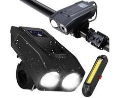 Dviračio žibintas su garsiniu signalu 2 viename, LED, 11x5,5x4 cm
