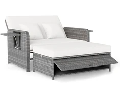 Dvivietė rataninė sofa su pakoja Mix Brown / Mix Pilkas