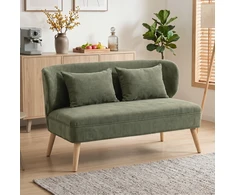 Dvivietė sofa su apmušalu, tamsiai žalia, 117 × 65 × 78,5 cm