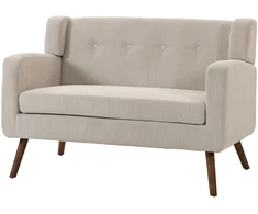 Dvivietė sofa su kišeninėmis spyruoklėmis ir velvetiniu audiniu, smėlinė/riešutmedžio, 118 × 72 × 80 cm