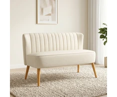 Dvivietė sofa su spyruokliniu pagrindu, kreminės baltos spalvos, 117 × 56,5 × 77 cm