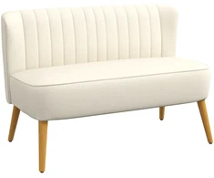 Dvivietė sofa su spyruokliniu pagrindu, kreminės baltos spalvos, 117 × 56,5 × 77 cm