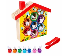 Lean Toys Edukacinis žaislas avilys su pincetu, įvairių spalvų, 7 bitės