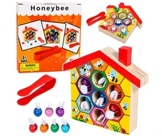 Lean Toys Edukacinis žaislas avilys su pincetu, įvairių spalvų, 7 bitės