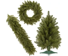 Springos Eglės dekoracijų rinkinys su vainiku ir girlianda, žalias, 60 cm