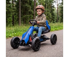 Elektrinis gokartas su 2 greičio režimais ir EVA ratais, mėlynas, 100 × 58 × 58,5 cm