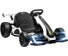 Elektrinis kartingas vaikams su 2 varikliais ir drifto režimu, baltas ir juodas, 120 × 76 × 53,5 cm