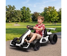 Elektrinis kartingas vaikams su 2 varikliais ir drifto režimu, baltas ir juodas, 120 × 76 × 53,5 cm