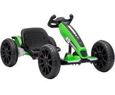 Elektrinis kartingas vaikams su reguliuojamu ilgiu ir dviem varikliais, žalias ir juodas, 98 × 55,5 × 46,5 cm