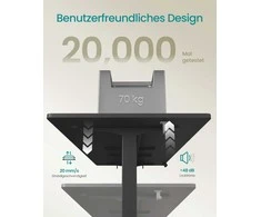 Songmics Reguliuojamo aukščio stalas 180 x 80 x 72-120cm