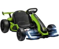 Elektrinis vaikiškas kartingas su driftavimo režimu ir reguliuojama sėdyne, žalias ir juodas, 120 × 76 × 53,5 cm