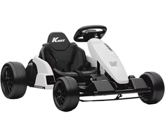 Elektrinis vaikiškas kartingas su galinių ratų pavara ir reguliuojama sėdyne, baltas, 115 × 77 × 55,5 cm
