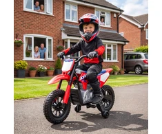 Elektrinis vaikiškas motociklas su licencijuotu HONDA CRF 450R dizainu ir 35 W varikliu, raudonas / mėlynas, 104 × 55 × 67 cm