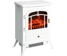 HOMCOM Elektrinis židinys Liepsnos efektas 950/1850 W Apsauga nuo perkaitimo Balta 41,5 x 28 x 54,8 cm