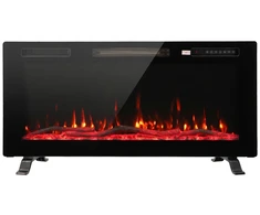 Elektrinis židinys su 3D LED liepsna ir 3 montavimo būdais, juodas, 92 × 11 × 46 cm